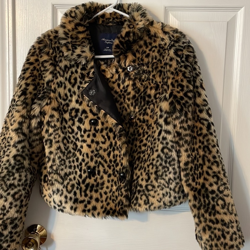 American Eagle Outfitters Brown and Black Teddy Jacket
